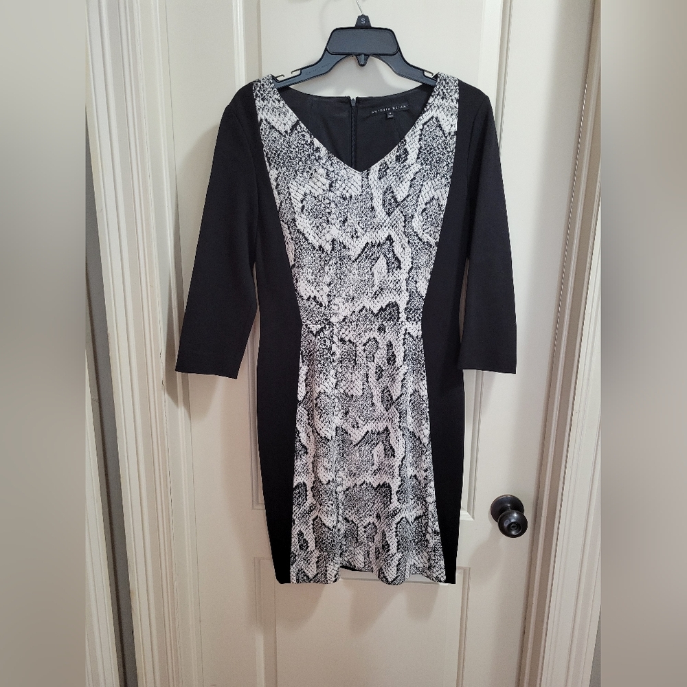 Antonio Melani Black Women's Dress With Animal Print Detail, Size 4